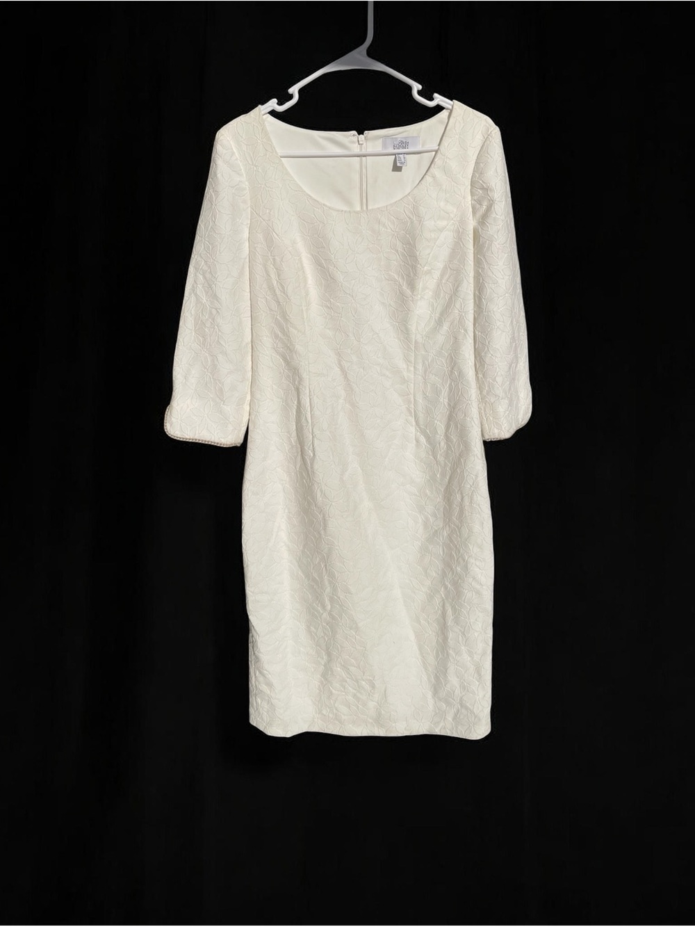 Badgley Mischka White Textured Mini Sheath Dress